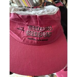 Vintage Circus Circus Hat Las Vegas Casino Clown Painters 80s Pink Snapback‎ X2